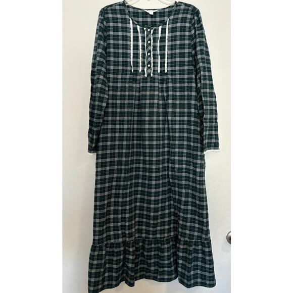Churter Club Long Nightgown Cotton Blend Plaid Womens Size M - Picture 1 of 4